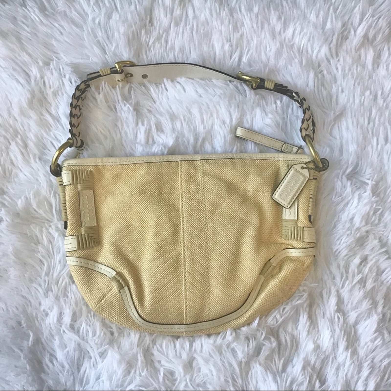 Coach Angora straw tan hobo Shoulder bag