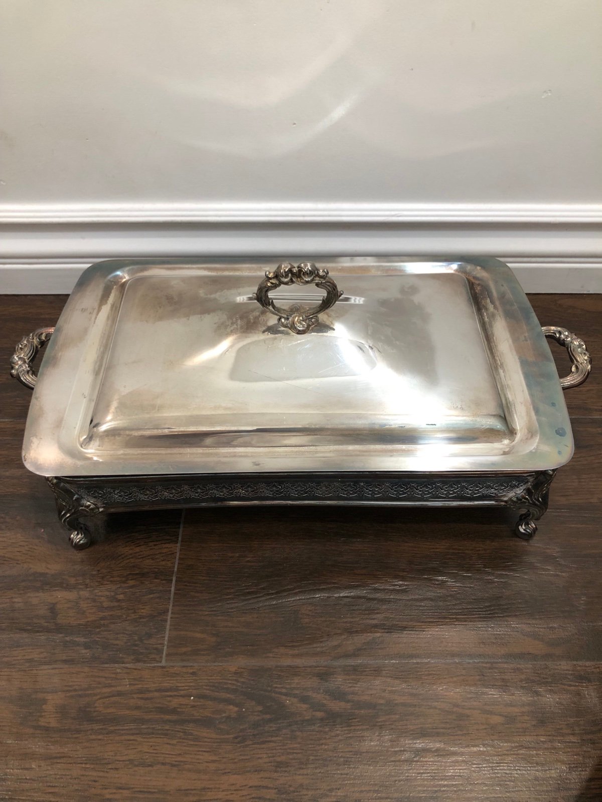 Antique Pyrex Silver Plated Casserole Dish Serving Set