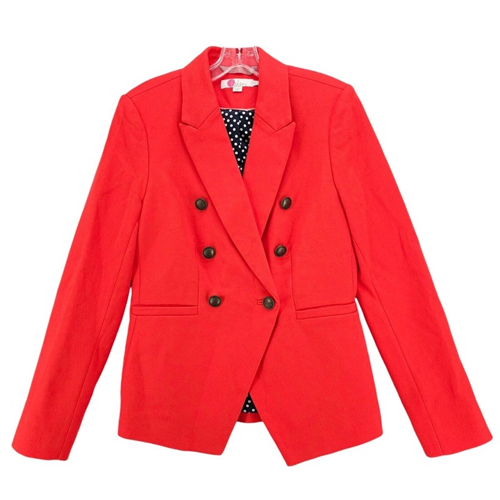 BODEN Addlestone Red Blazer Jacket Cotton Blend Double Breasted Career US 6