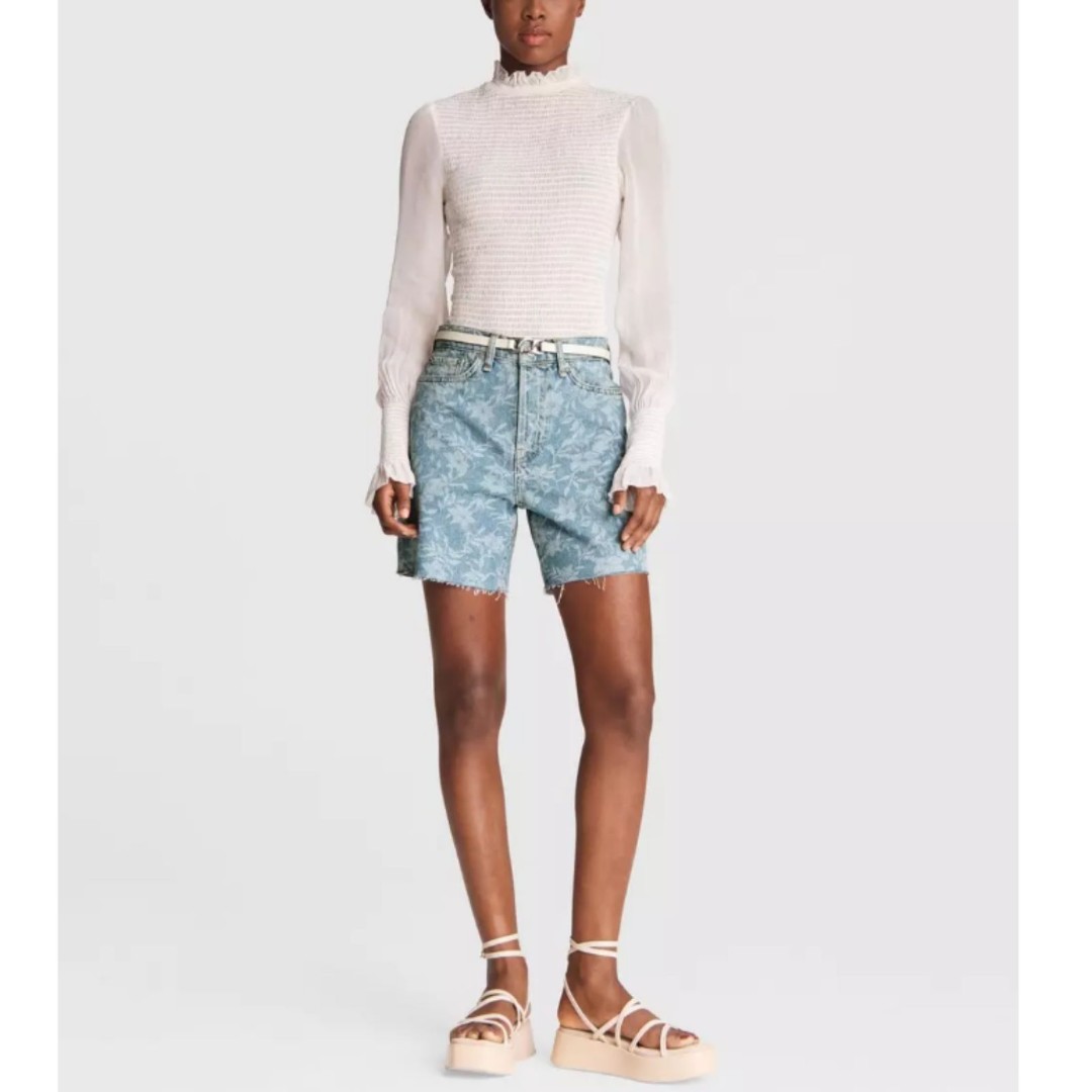 rag & bone Women's Size 31 Blue Laser Floral Maya High-Rise 6 Shorts NWT