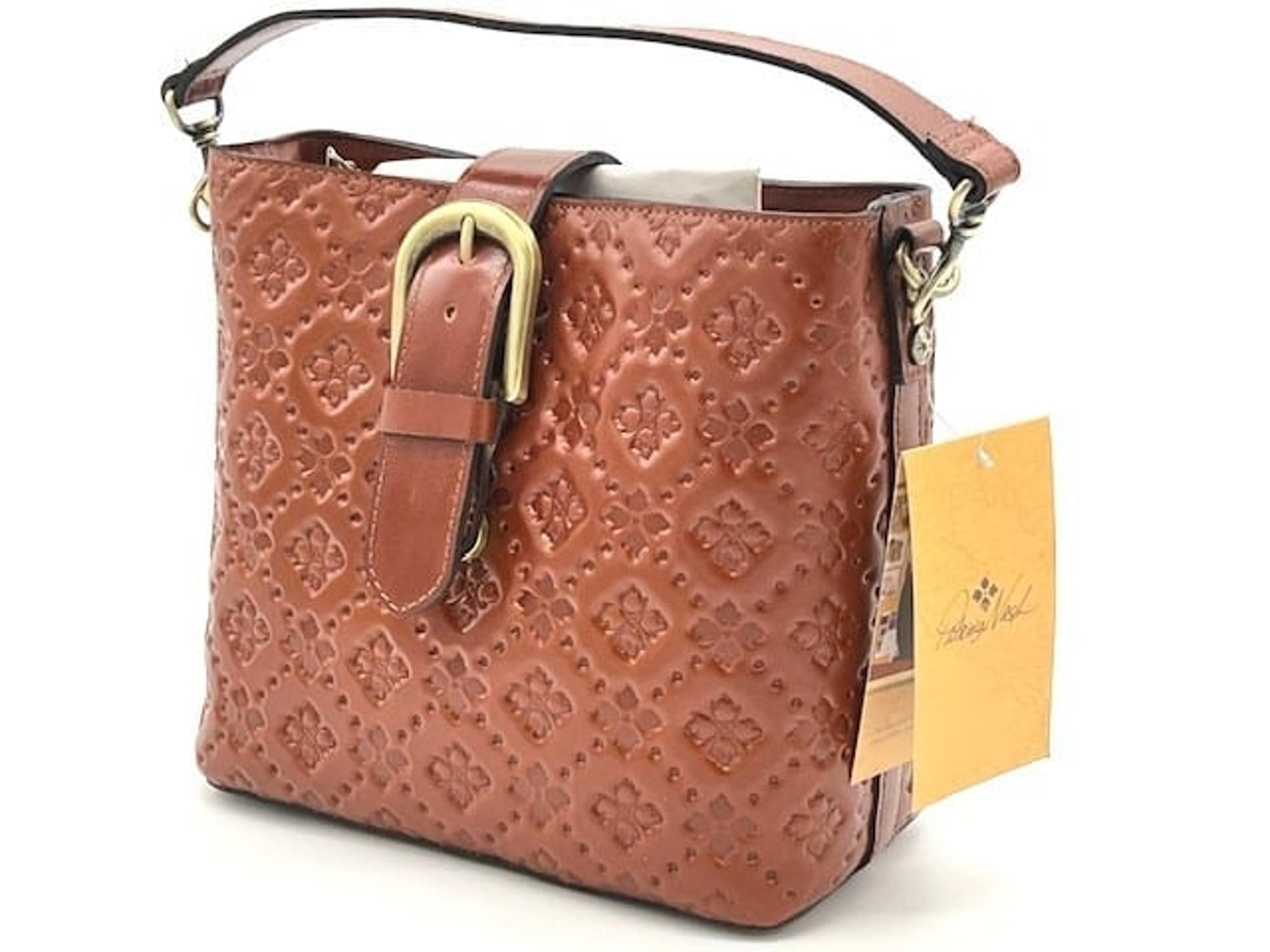 Patricia Nash Irving Bucket Crossbody Bag Signature Embossed Quilted, Tan - NEW