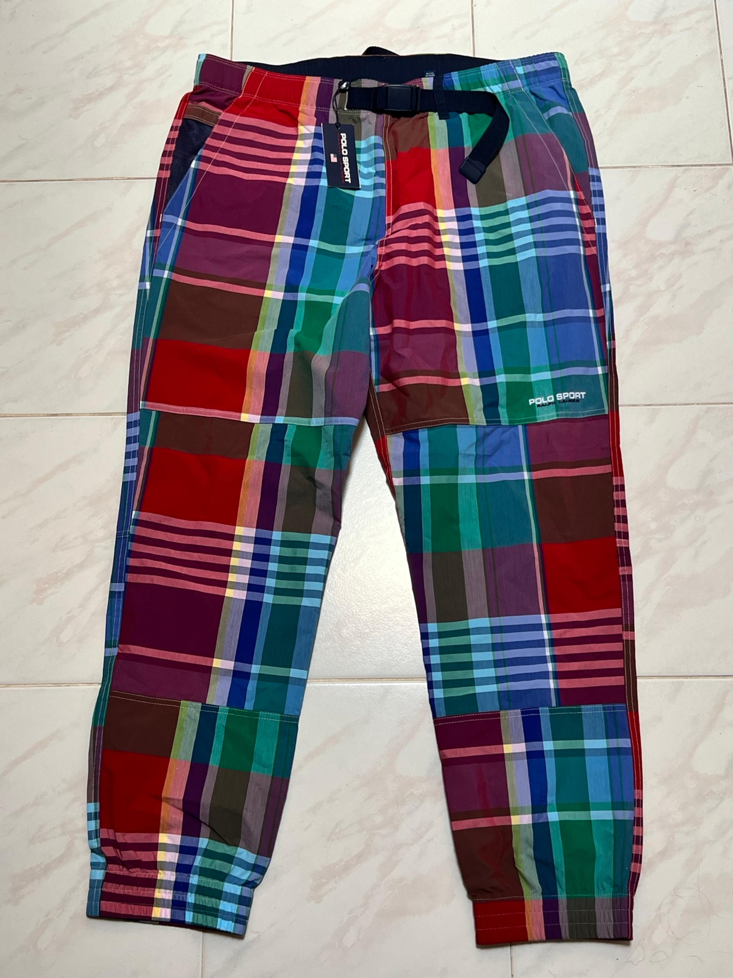 Polo Sport Hiking Pants Joggers Madras Plaid Ralph Lauren Mens Size L