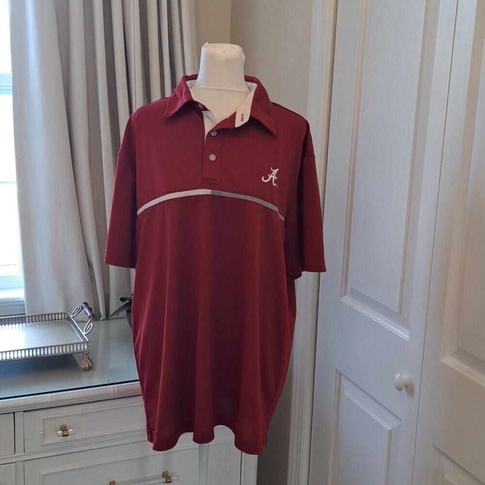 Wakefield's Men's Alabama University Logo Red Performance Golf Polo S-LG