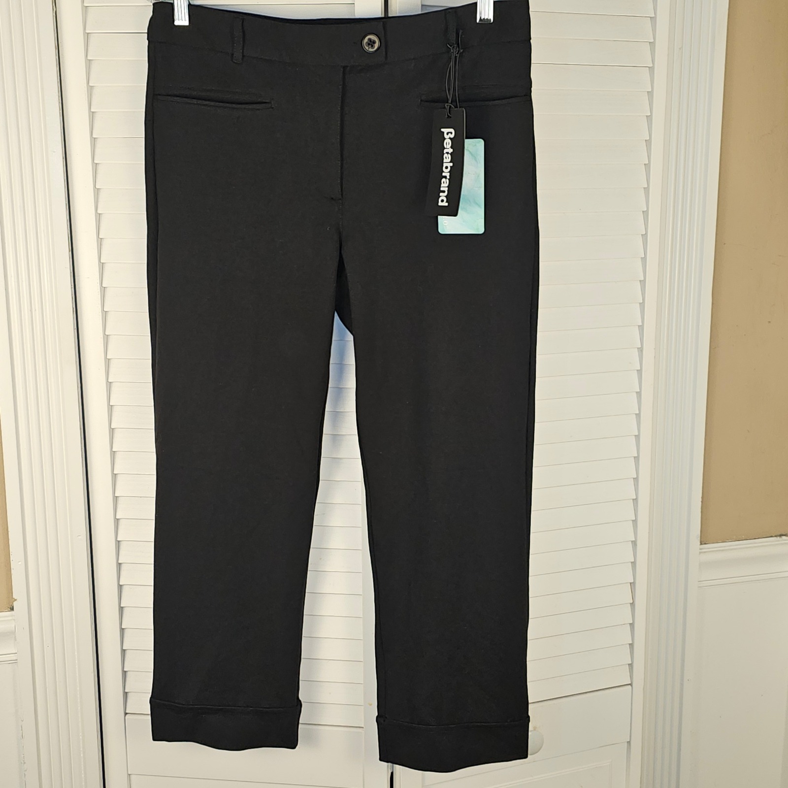 NWT Betabrand Womens Black Cool Jade 2.0 Lite Yoga Crop Dress Pants Large Petite
