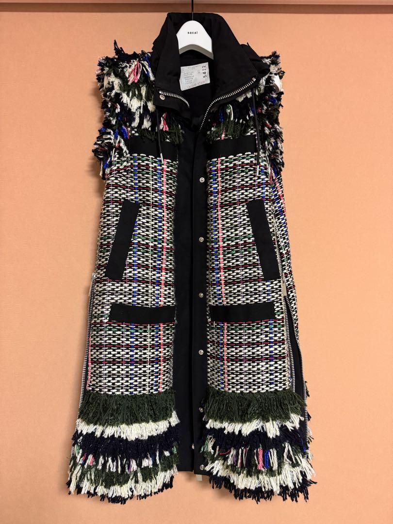 sacai (サカイ) Long Gilet Tweed Dress Vest