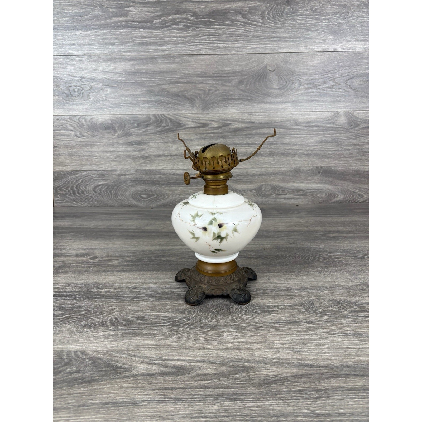 Antique Vintage Porcelain Ceramic Oil Hurricane Lamp No Shade