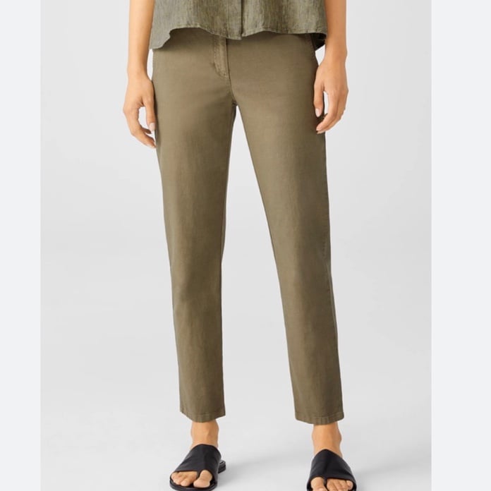 Eileen Fisher Pants Womens 6 Olive Green Hemp Casual Ankle Lightweight Stretch