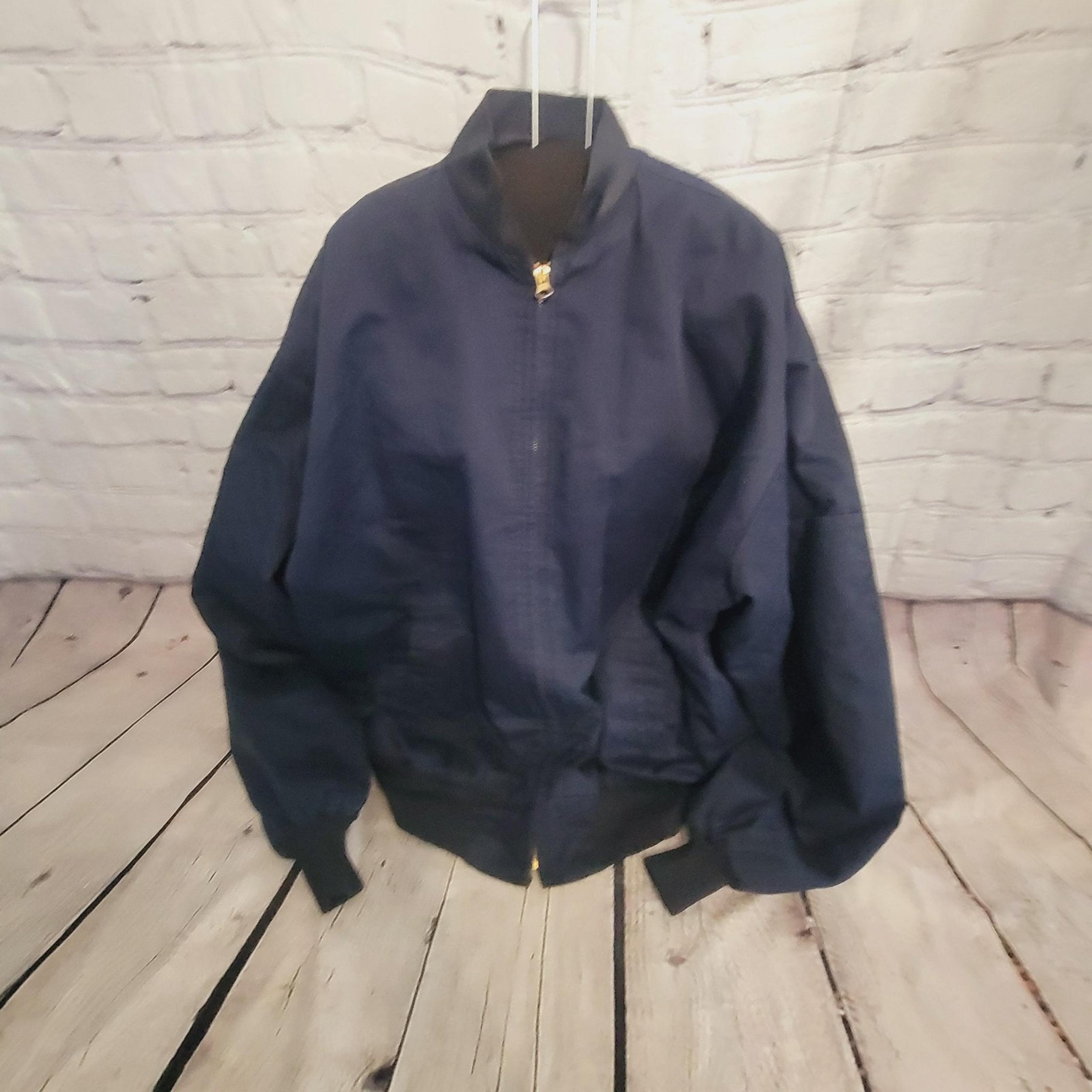 Vintage Cintas Full Zip Navy Blue Work Jacket Men's Size XL No Patches