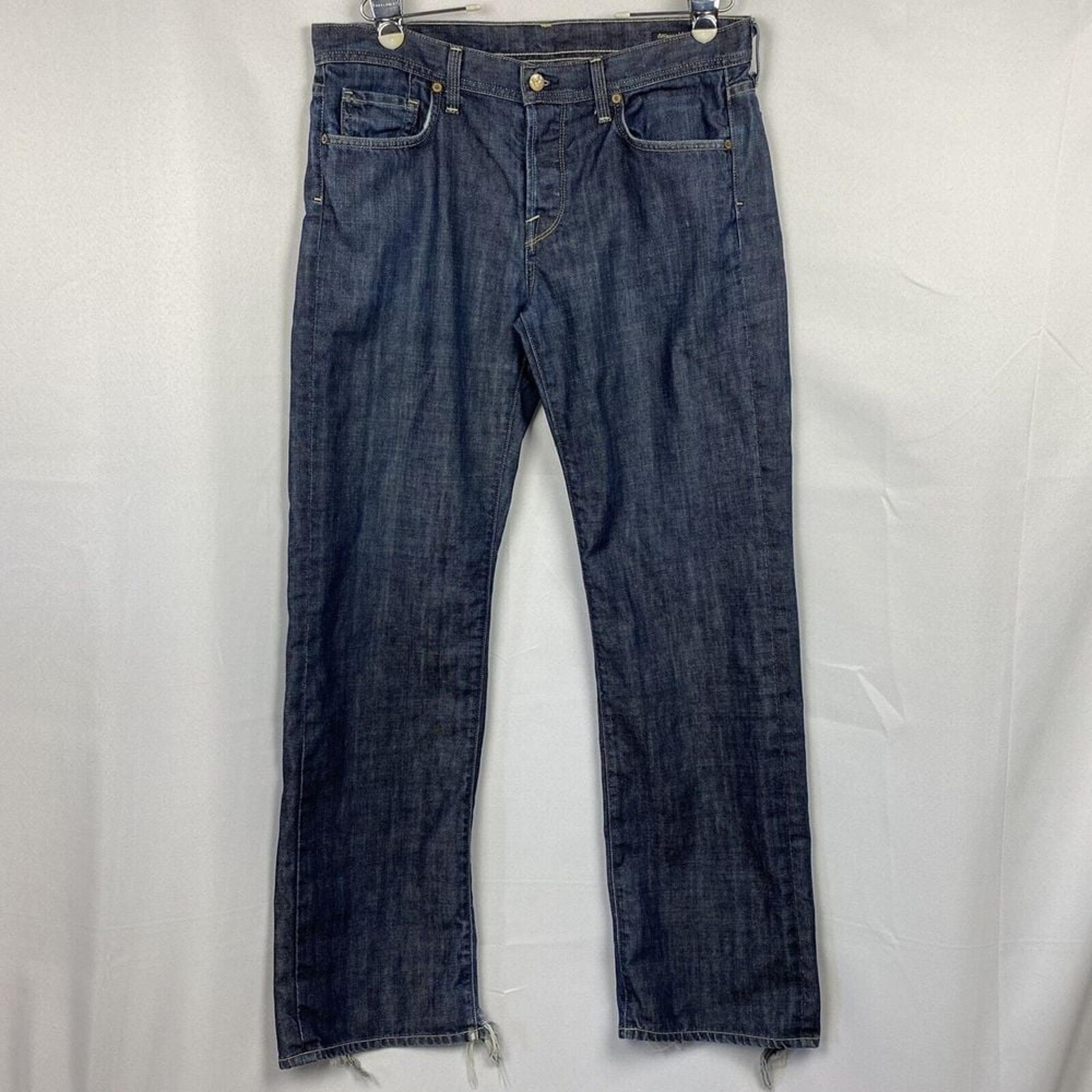 Citizens of Humanity Evans 606 Jeans 34 x 34 Blue Relaxed Button Fly Distressed