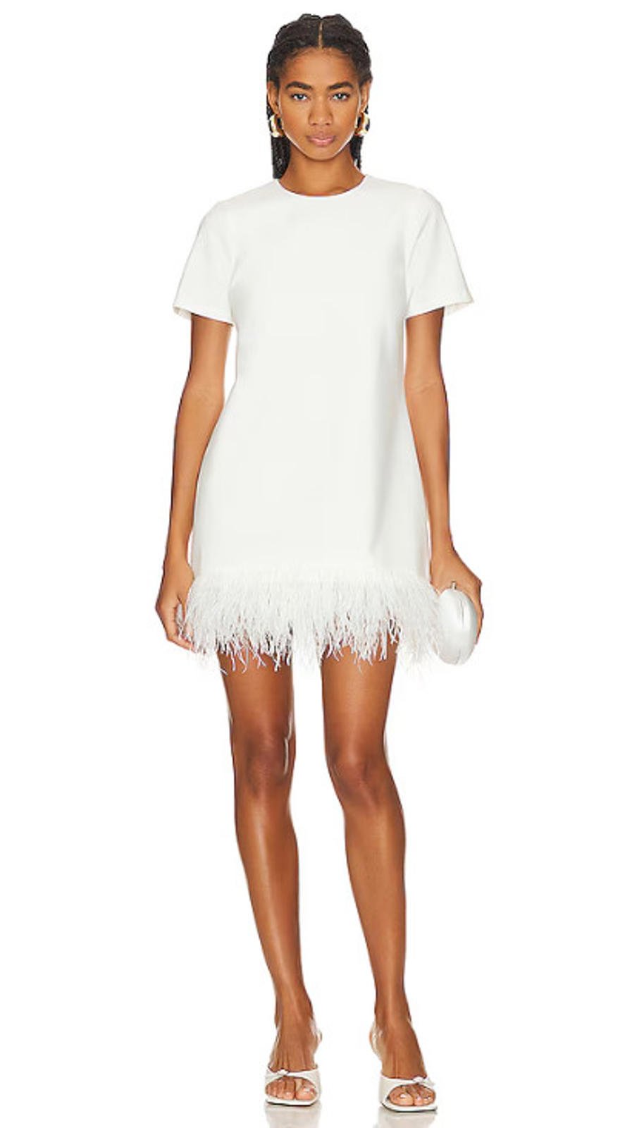 Likely Marullo White Feather Dress, Size 0, $298 NWT