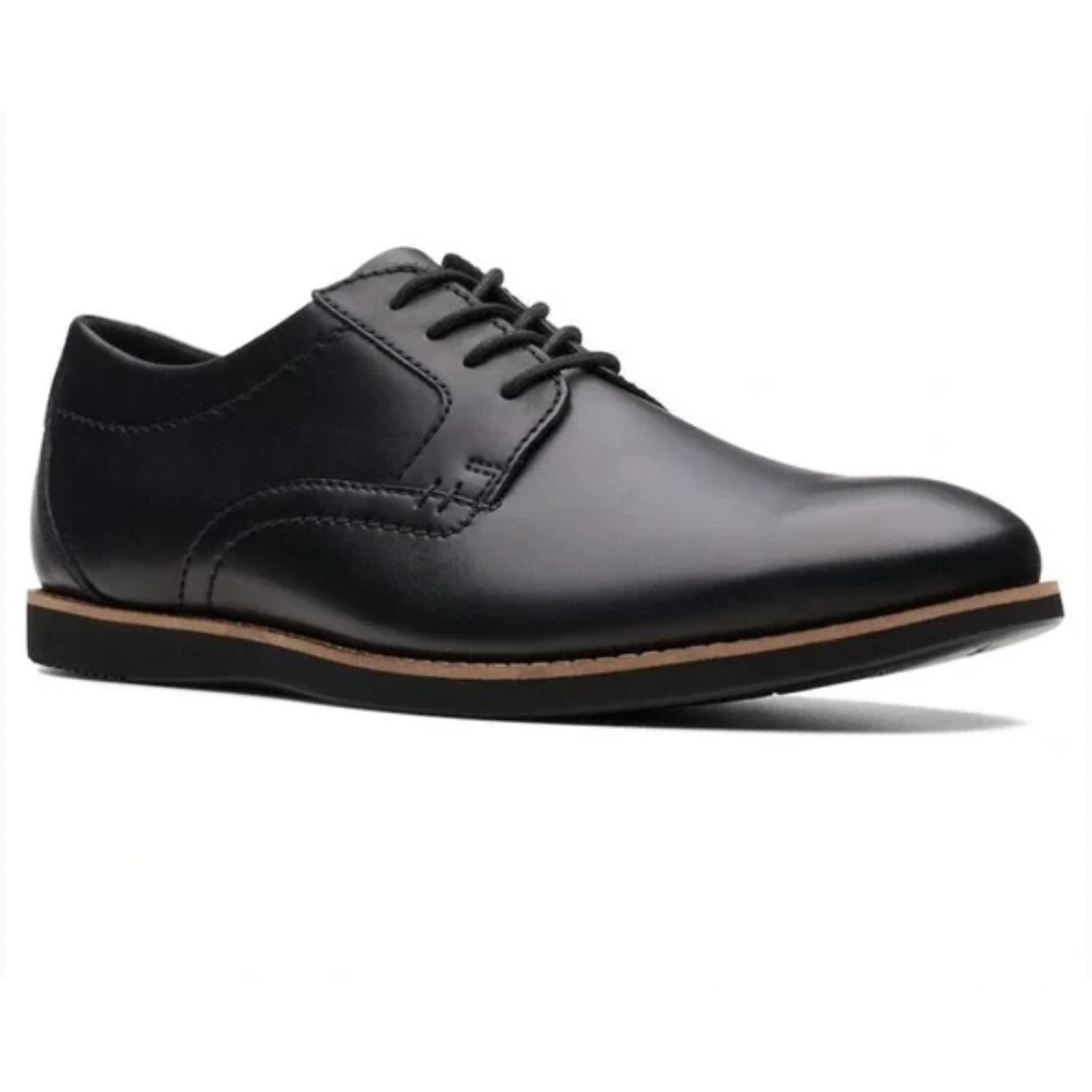 Clarks Men's Raharto Plain Oxford Shoes Black Leather NWOT 11.5