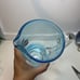 Vintage Krosno Handcrafted Glass Crystal Pitcher / Vase Blue About 9.75” H