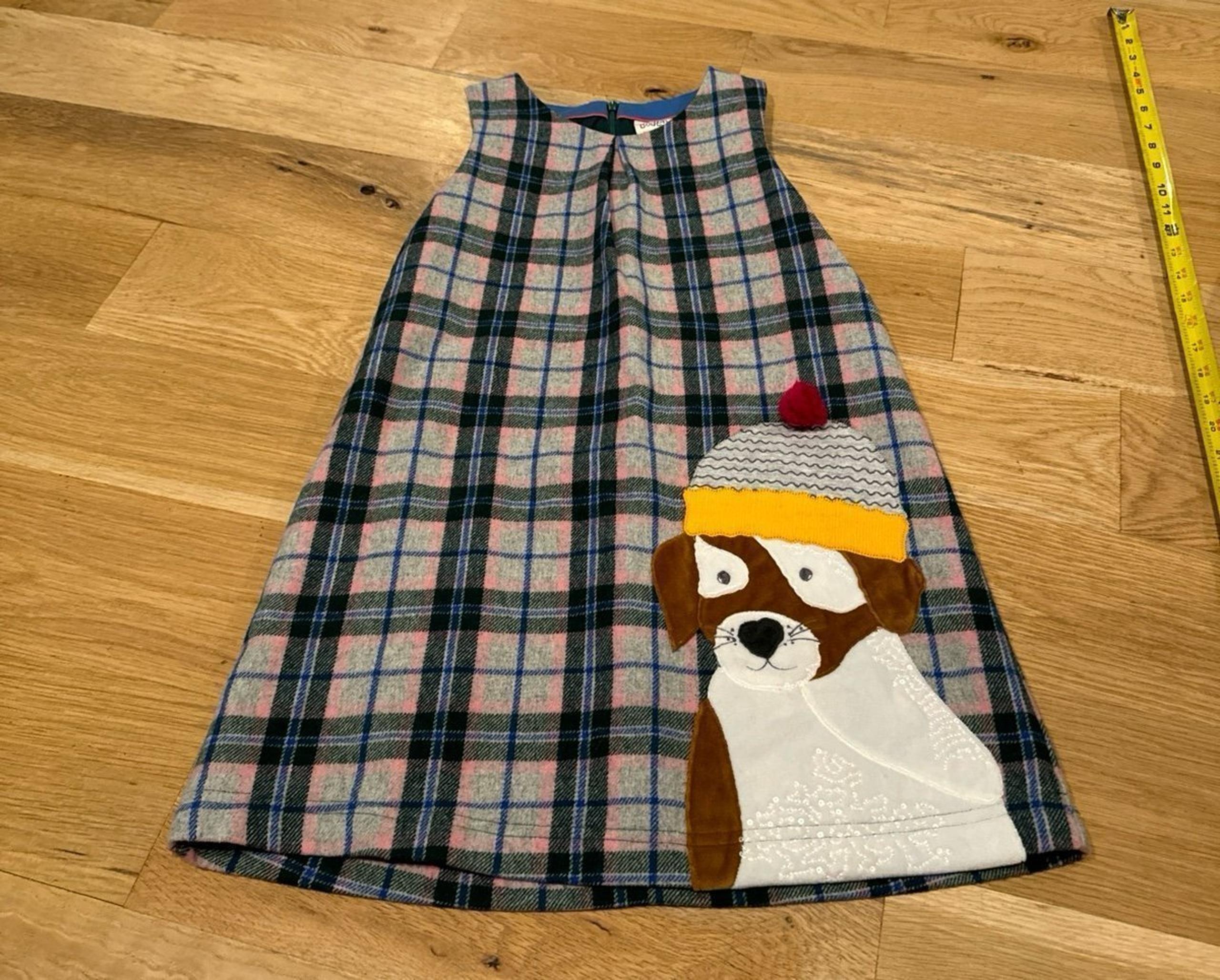 Girls Mini Boden Flannel-Lined Dog Dress 9/10