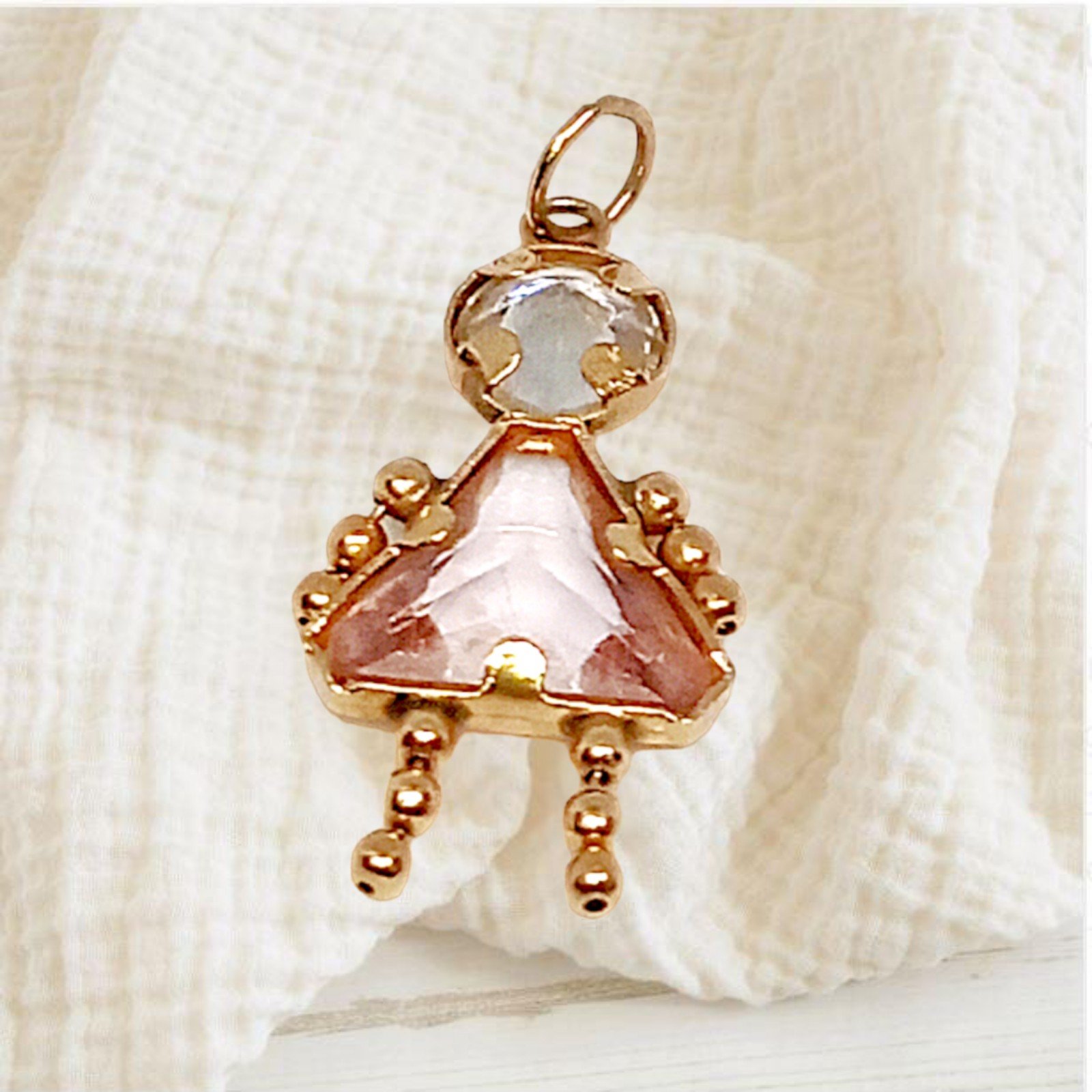 14k Yellow Gold April Baby Girl Charm