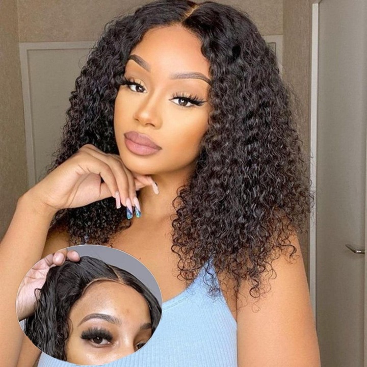 Wear and Go Glueless Curly Bob Wig Human Hai-14inch