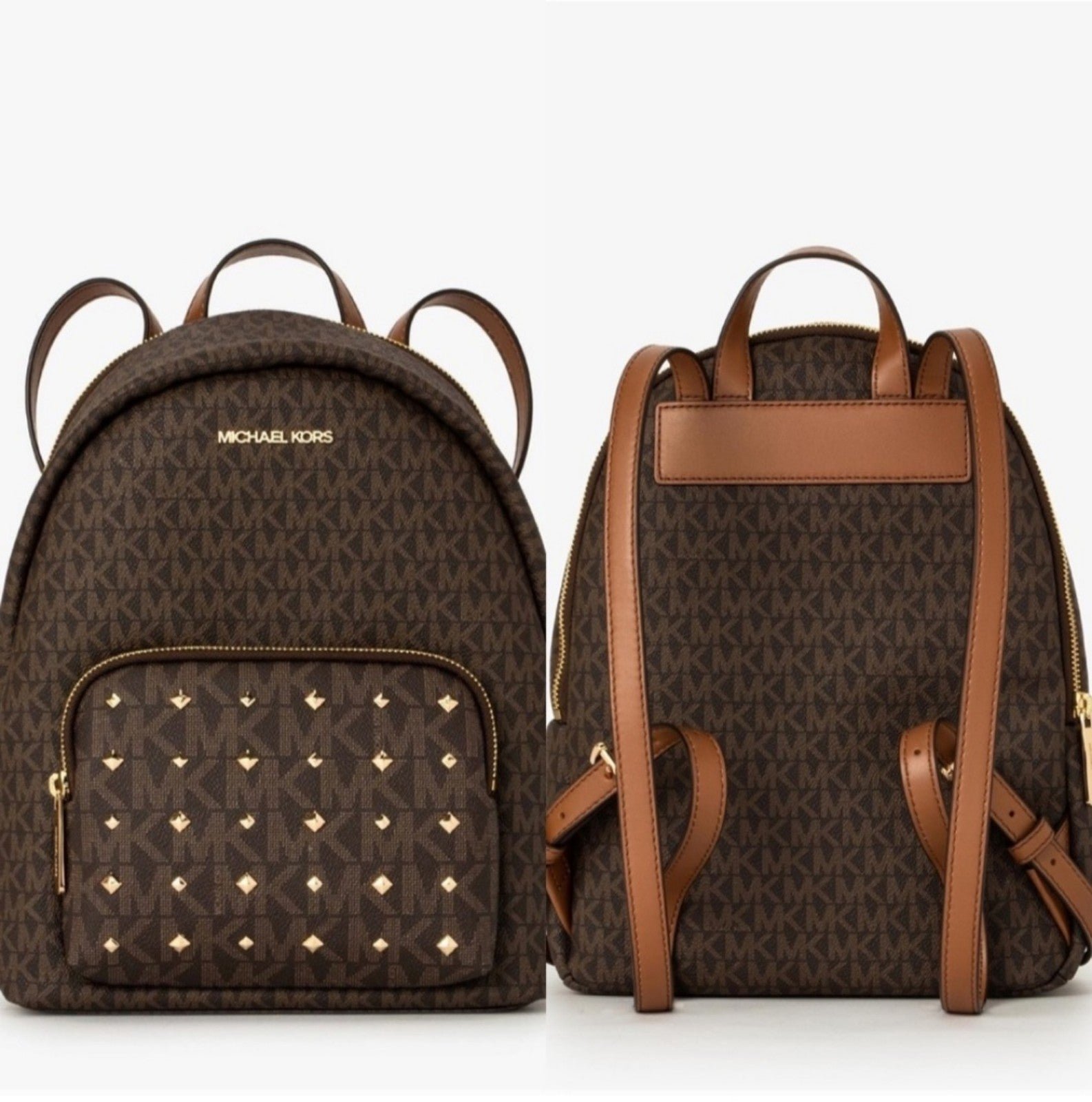 Michael Kors AUTHENTIC Brown Acorn Medium Erin 35F0GERB2V Studded Backpack