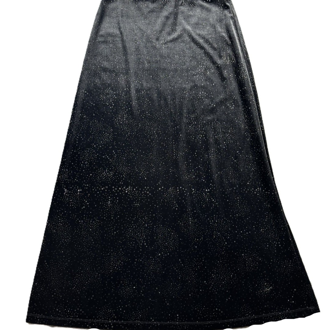 Ralph Lauren Skirt RRL Vintage 90s Velvet Sparkles Glitter Maxi Black Large J218