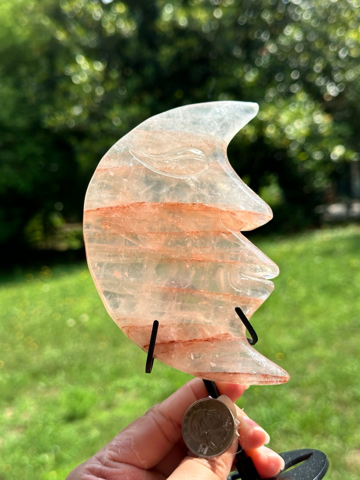 Fire Quartz Moon Crystal Carving