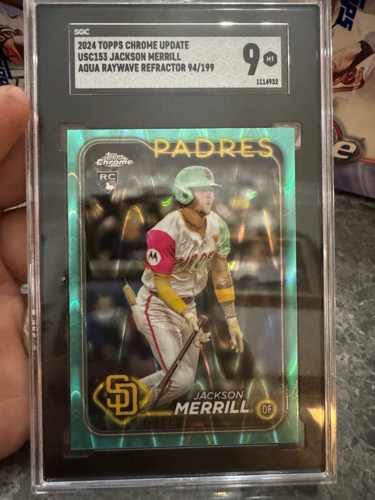 2024 Topps Chrome Update Jackson Merrill Aqua Refractor /199 RC #USC153