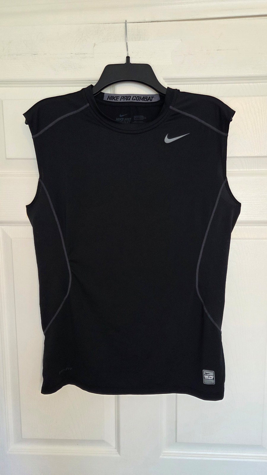 Nike Pro Combat Dri-Fit Fitted Black Mesh Sleeveless Tank-Top Size Medium