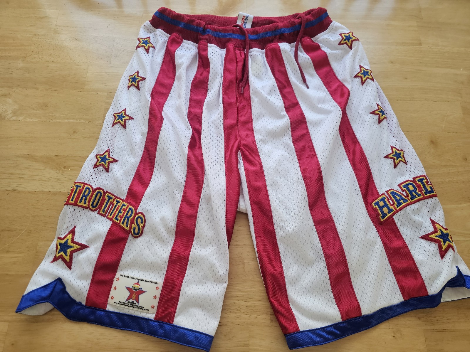Vintage Harlem Globetrotters Mens L Large Red White Blue Basketball Shorts