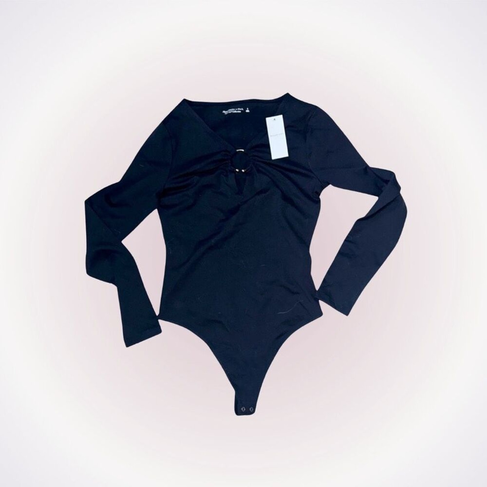 A&F Black Long Sleeve Keyhole Bodysuit | Size S, NWT
