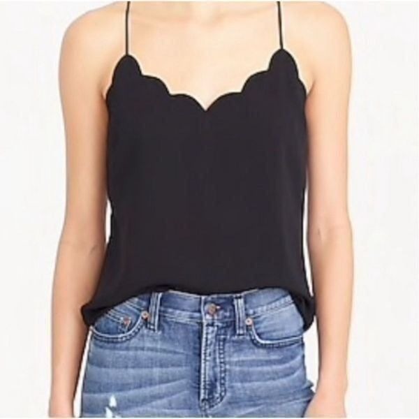 NWT J.Crew Black Scalloped Silk Carrie Camisole Size 6