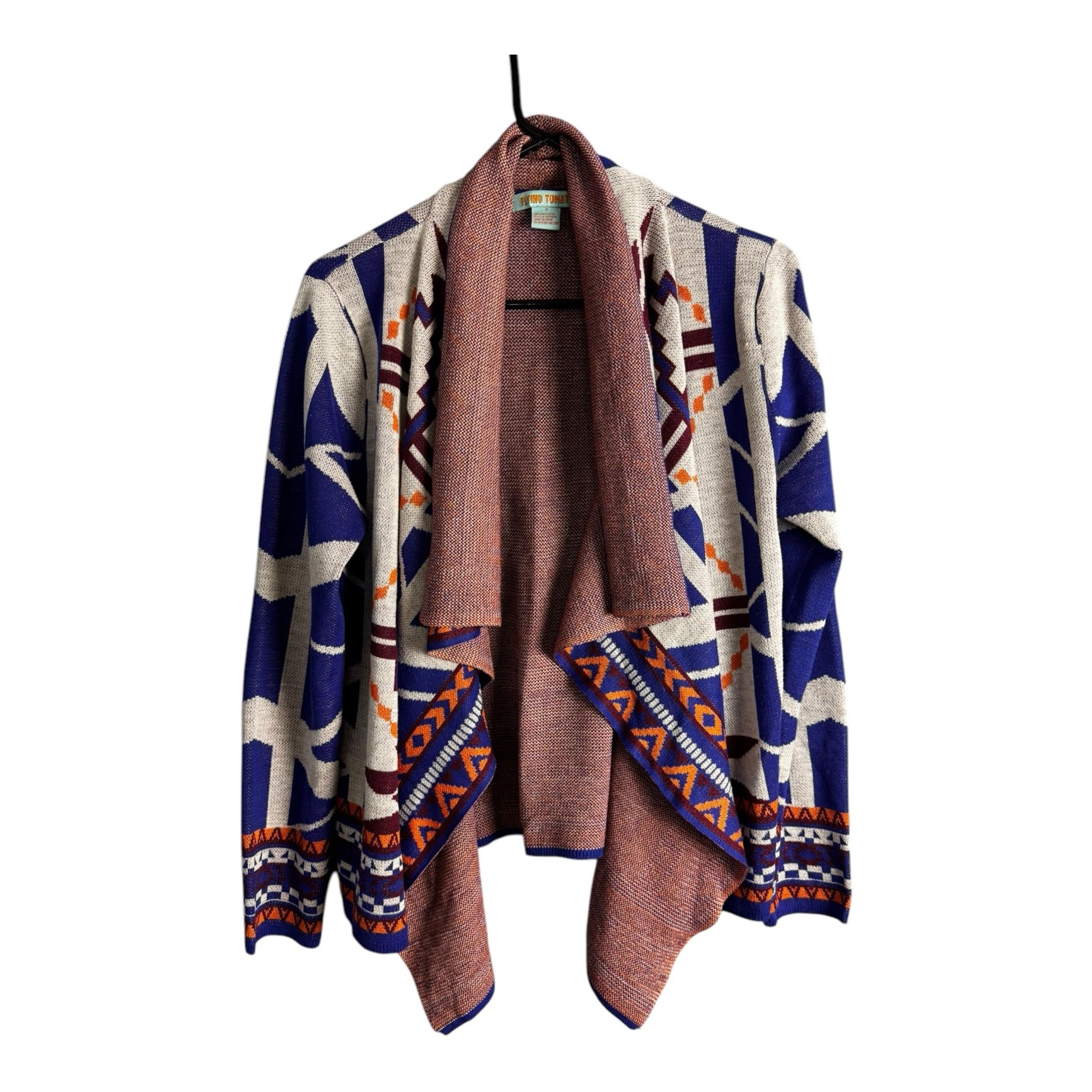 Flying Tomato Aztec Southwestern Tribal Print Open Front Cardigan Sweater Medium