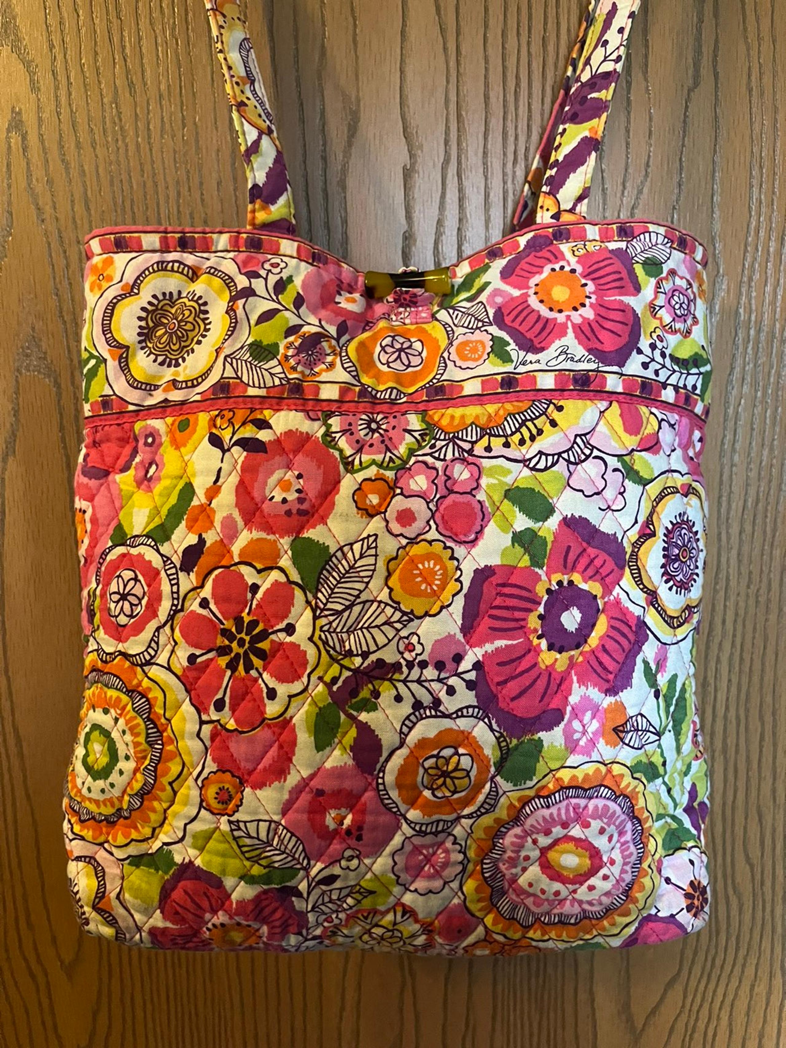 Vera Bradley Floral Clementine Tote with Toggle Closure