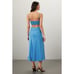 ALC Blakely Satin Maxi Dress Blue Side Cutouts Smocked Sleeveless Sz 6