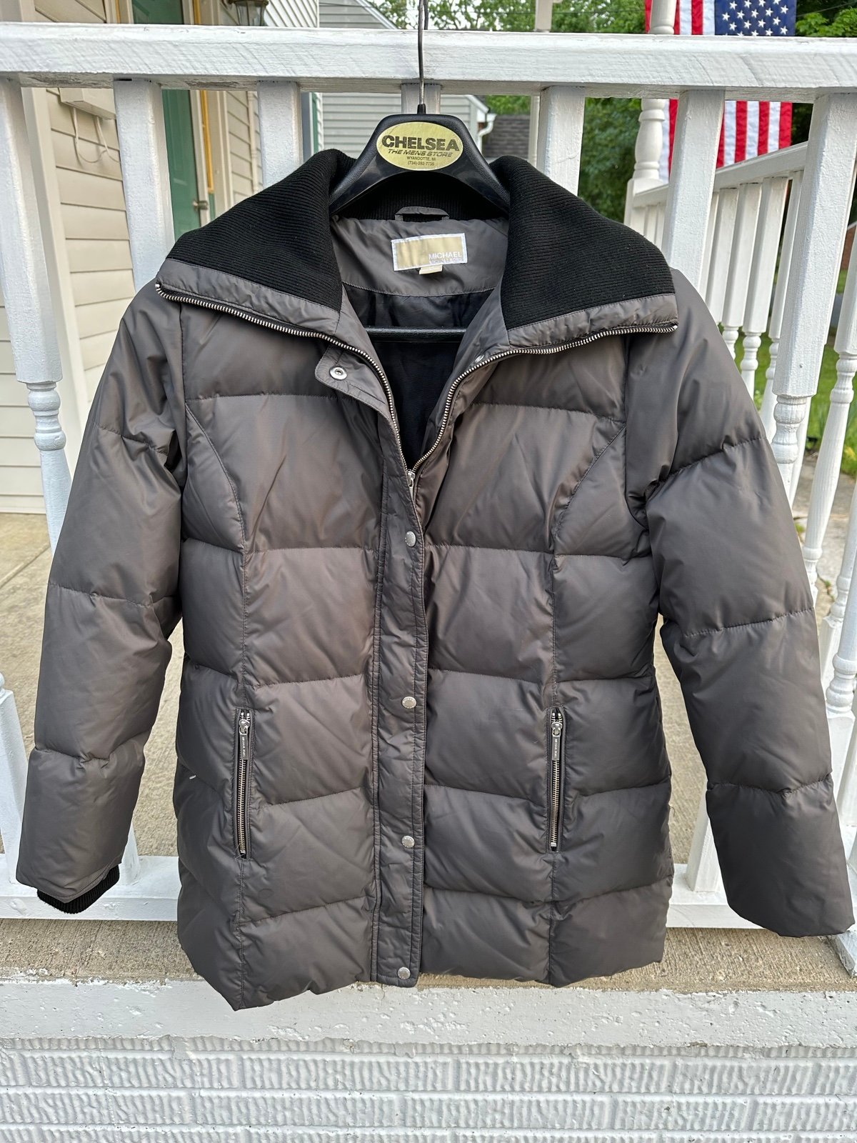MICHAEL KORS WOMEN DOWN PARKA GRAY ZIP SIZE LARGE