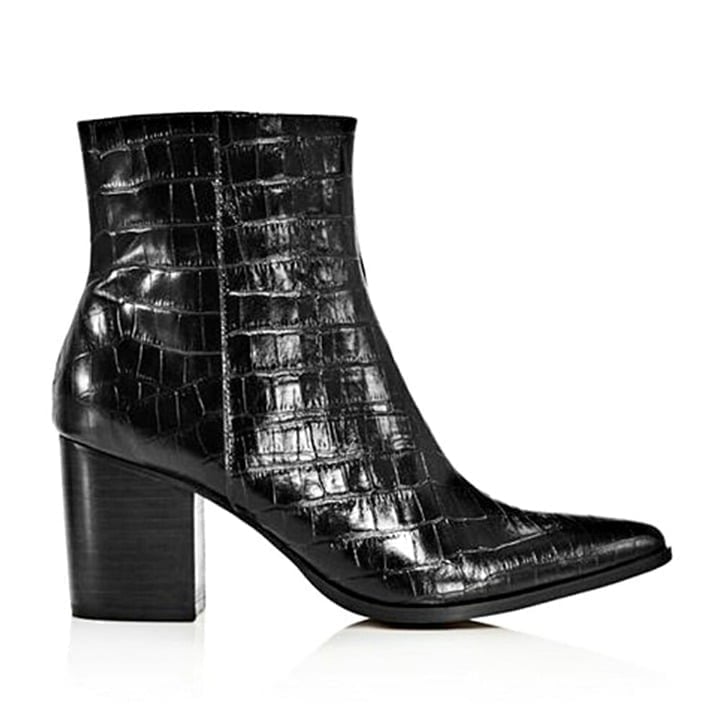 Jaggar Women's Grounded Croc Embossed Black Leather Booties Size 35 (MSRP 208)
