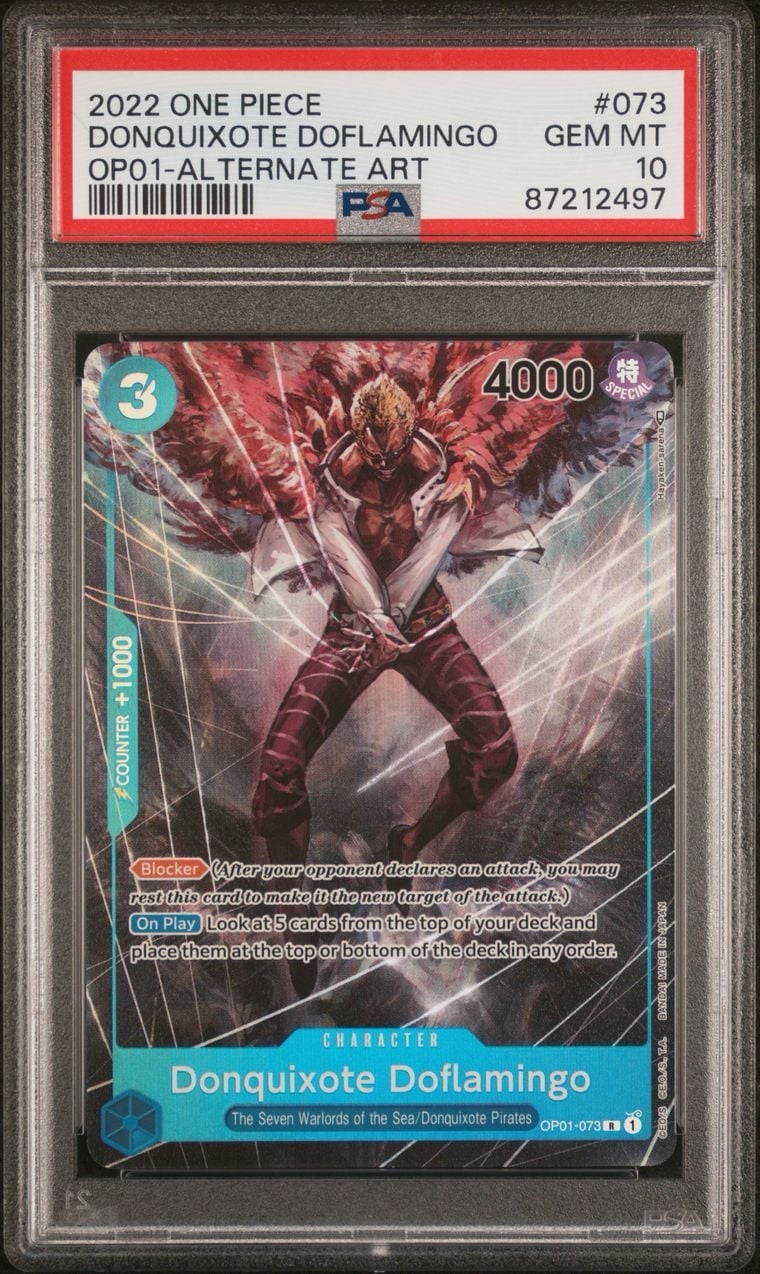 2022 Donquixote Doflamingo OP01-073 Romance Dawn One Piece PSA 10
