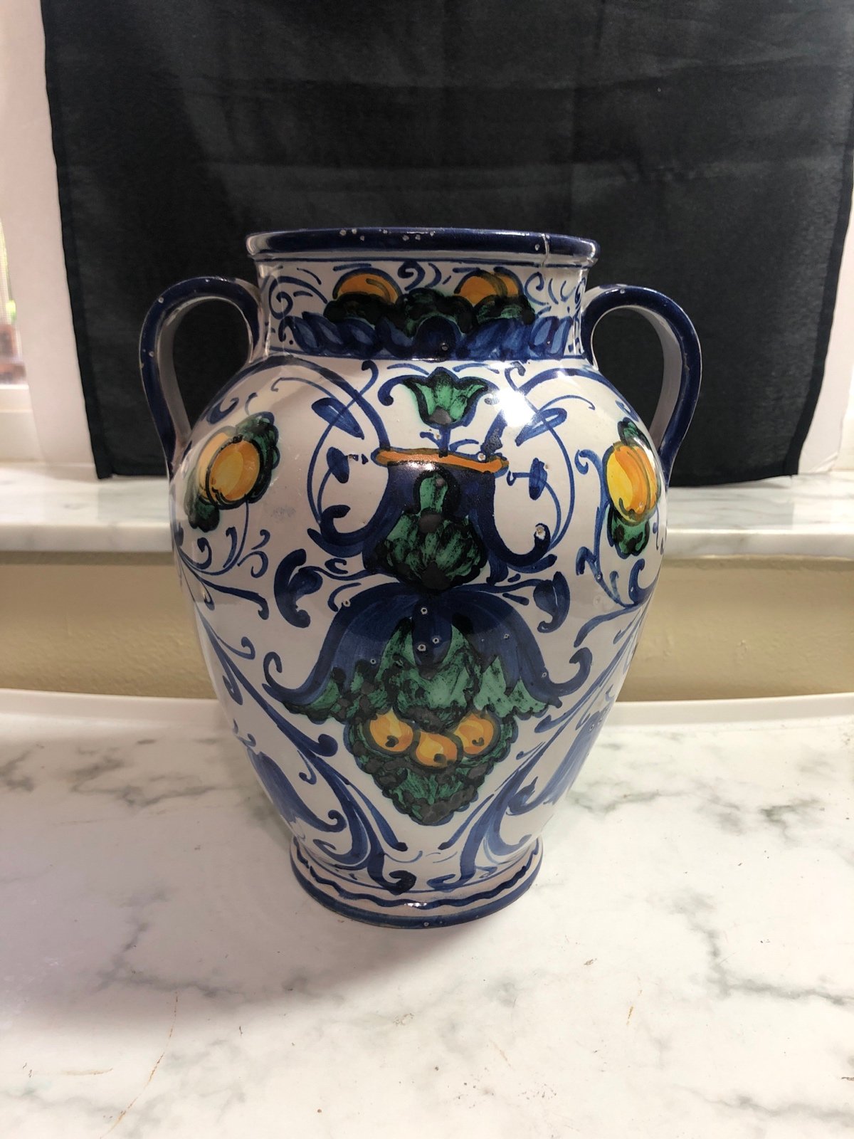 Vintage Italian Pottery Vase With Flaws 9.50”