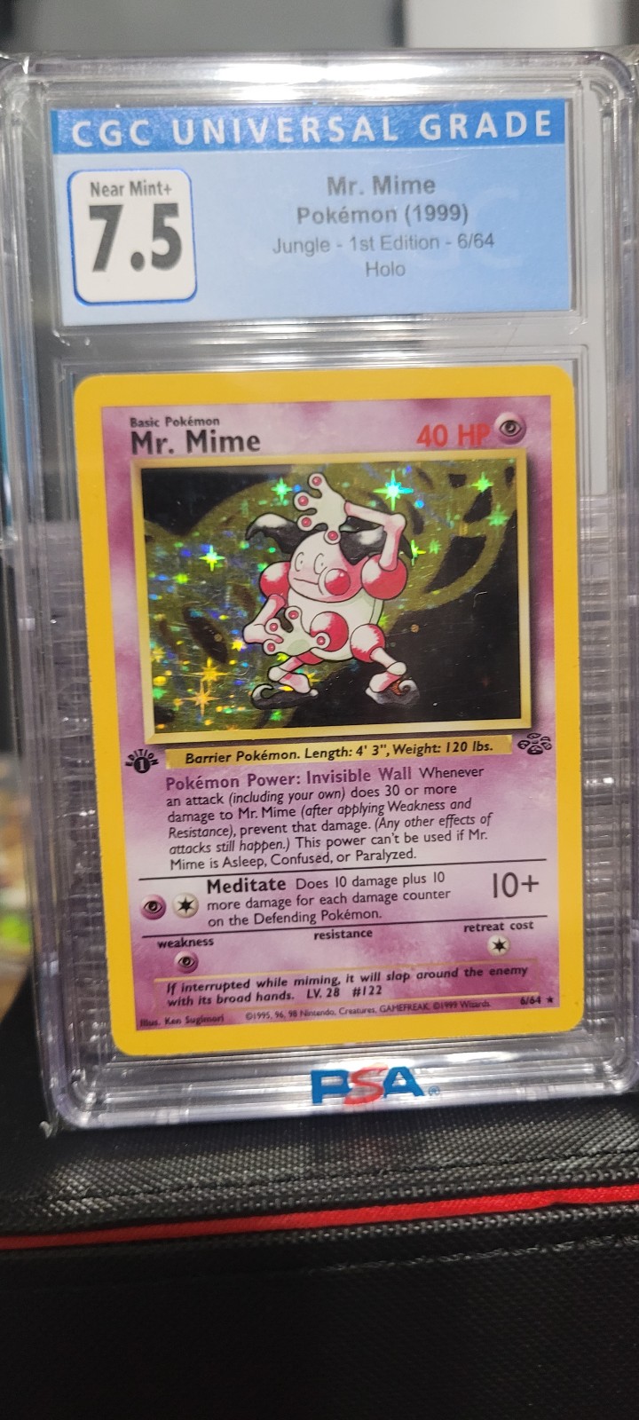 Pokemon 1st Edition MR. MIME #6/64 Rare Holo CGC 7.5 - Jungle 1999