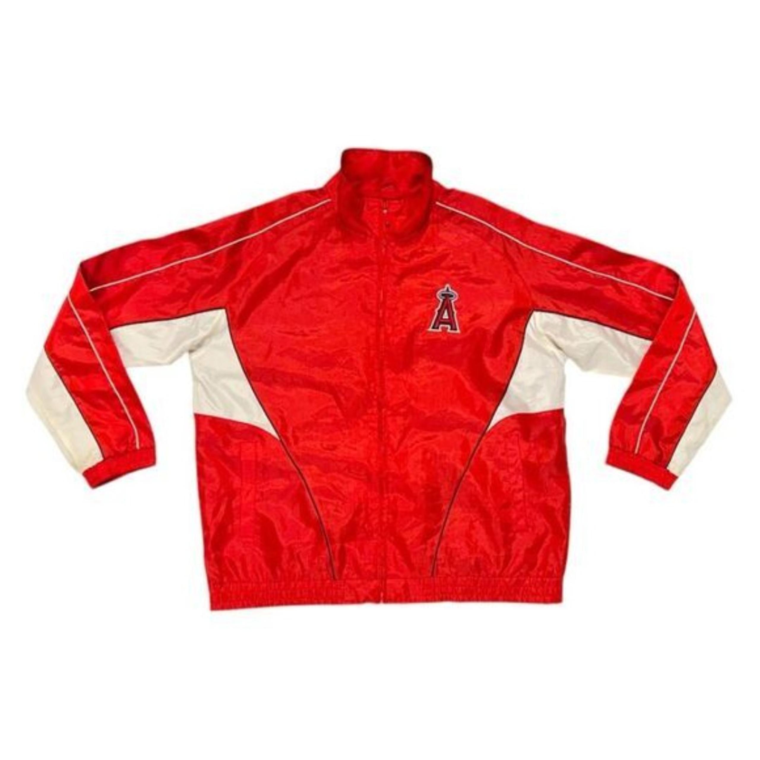 Vintage 90s Anaheim Angels Windbreaker Jacket Red White MLB XL