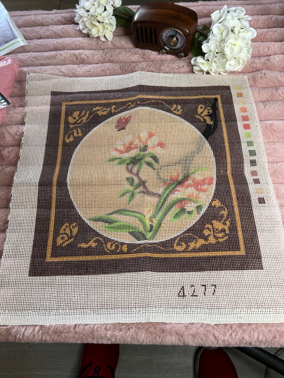 Beautiful floral butterfly cross stitch, needlepoint canvas