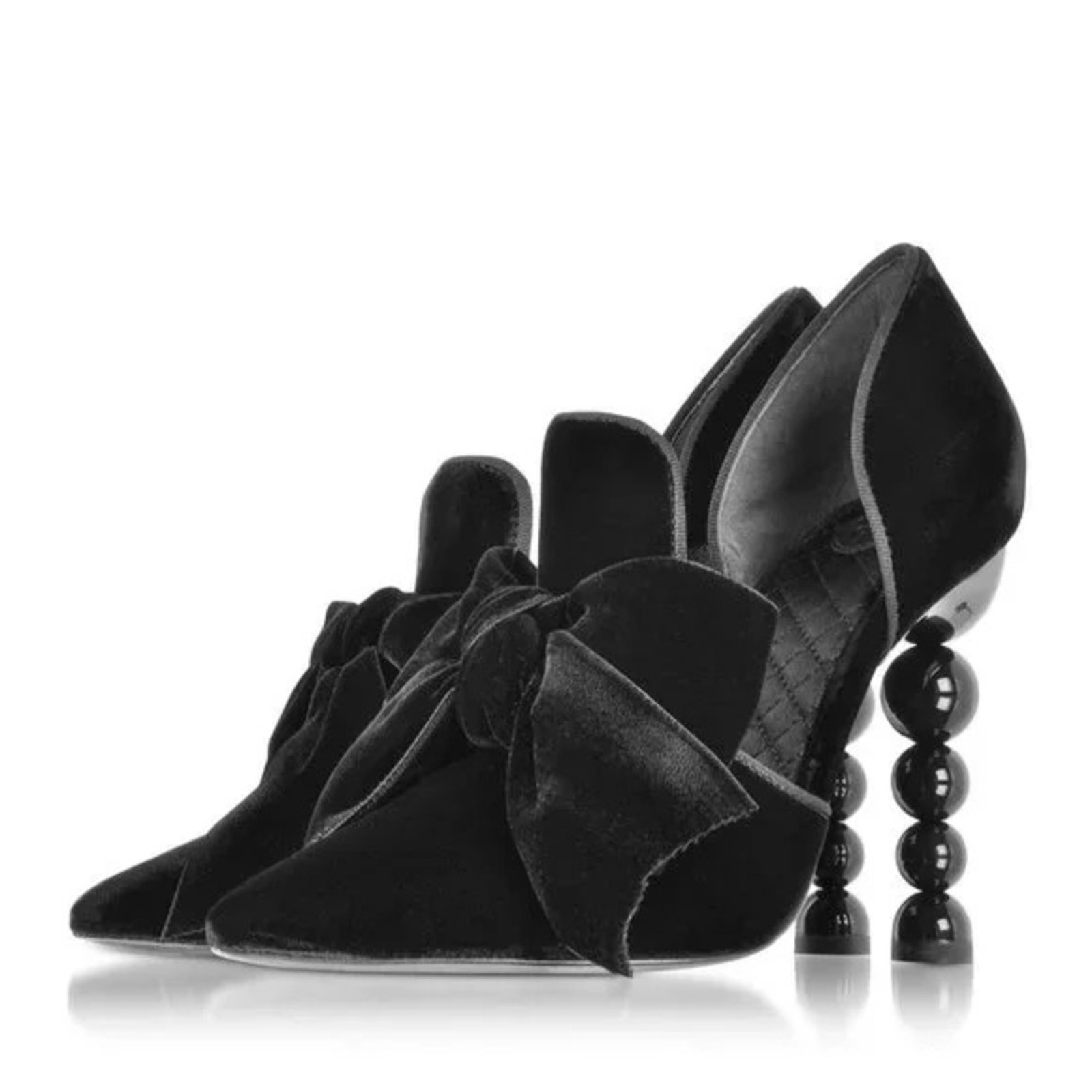 Tory Burch Clara Velvet Bow Pointed Toe Heels in Black Size 10.
