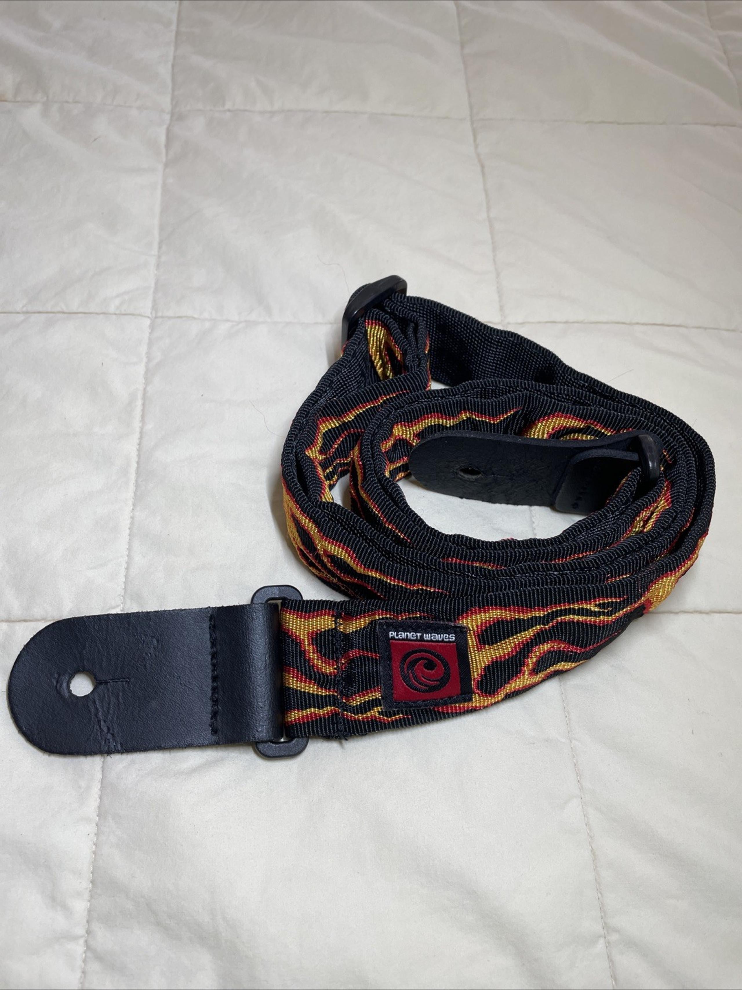 Planet Waves Flames Adjustable Guitar Strap With Leather Ends