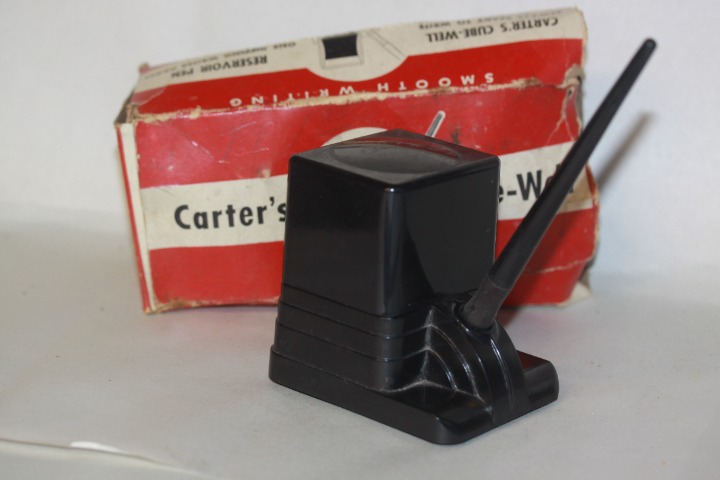Carter's Cube Inkwell Bakelite Pen & Original Box Vintage Partial Original box
