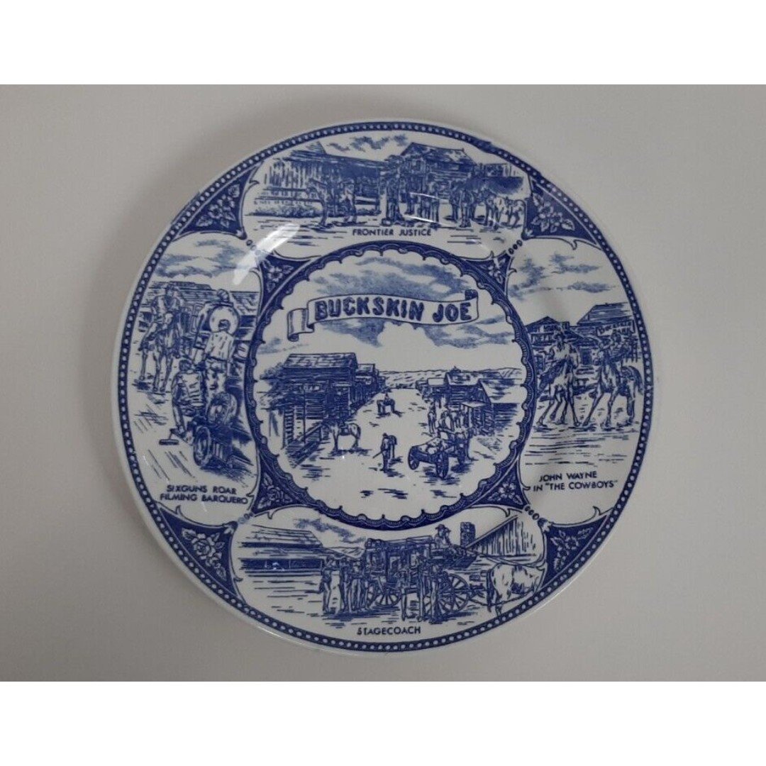 Buckskin Joe Souvenir Plate 9 John Wayne Stagecoach Colorado Vintage