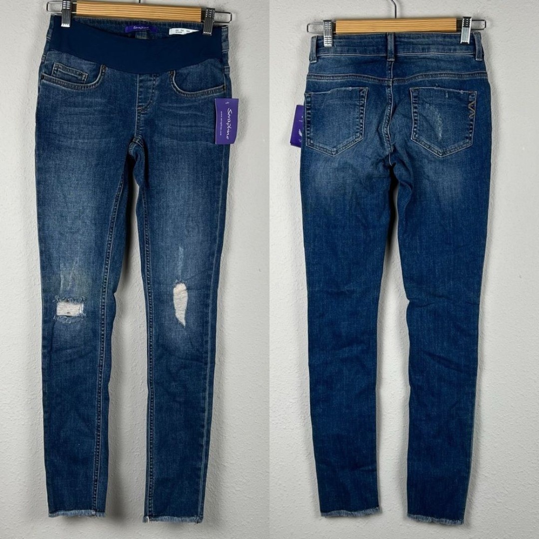 NWT Seraphine- Under Bump Distressed Maternity Jeans- Women's Size US 2- W040039