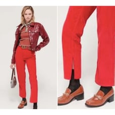 Urban Outfitters BDG Women's High Rise Slim Straight Leg Corduroy Pants Red 30