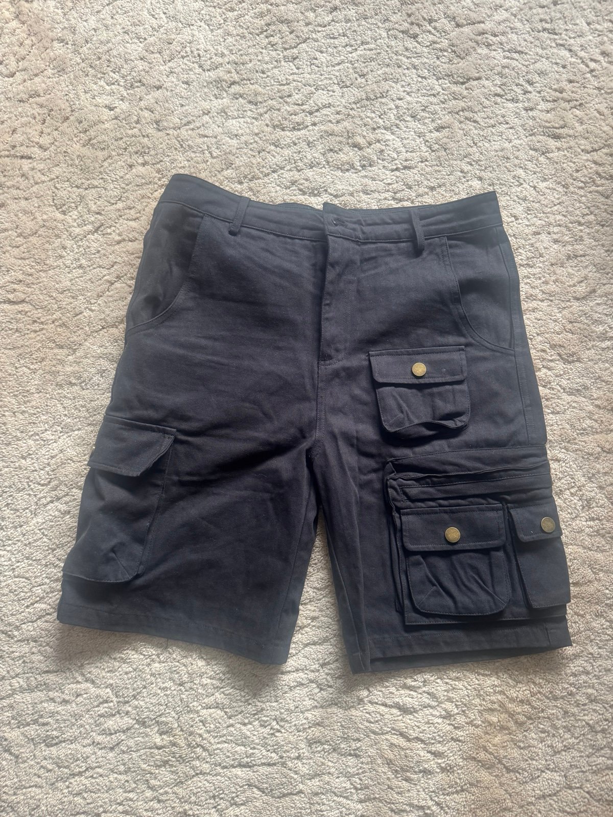 Black Utility Multi Pocket Cargo Short