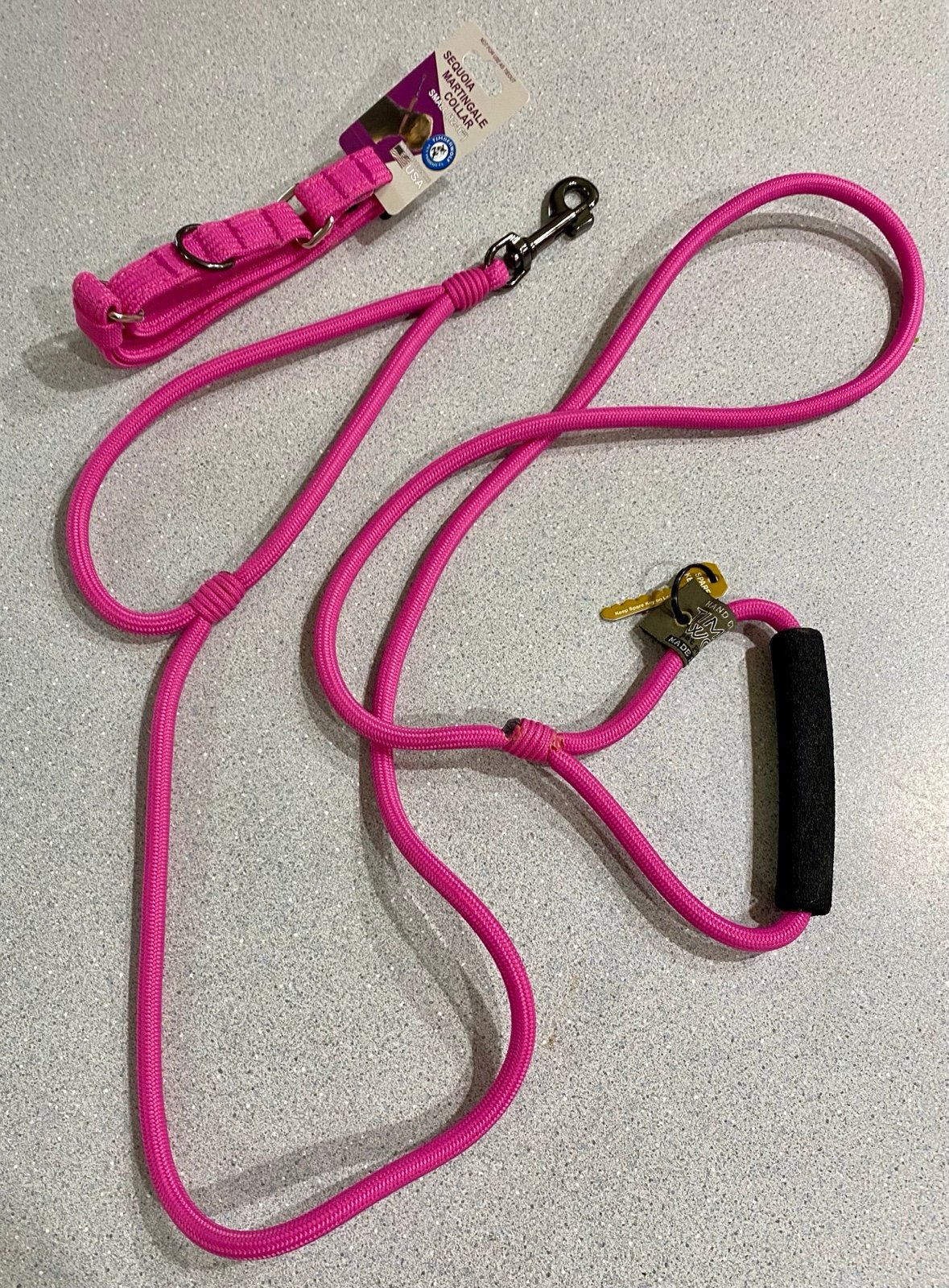 Timberwolf Pink Small 12”-16” Dog Collar Lead Leash With Urban Handle