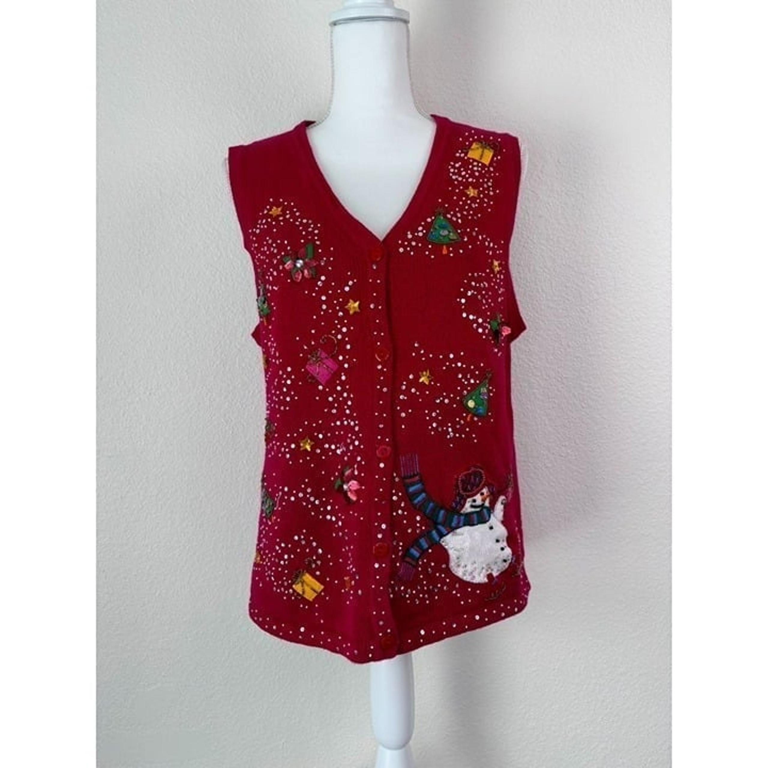Kim Roger's women's medium vintage Christmas embroidered ugly sweater vest