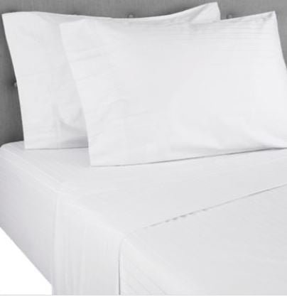 Nestwell Pima Cotton 500ct Full Sheet Set in White Stripe (Retail 90)