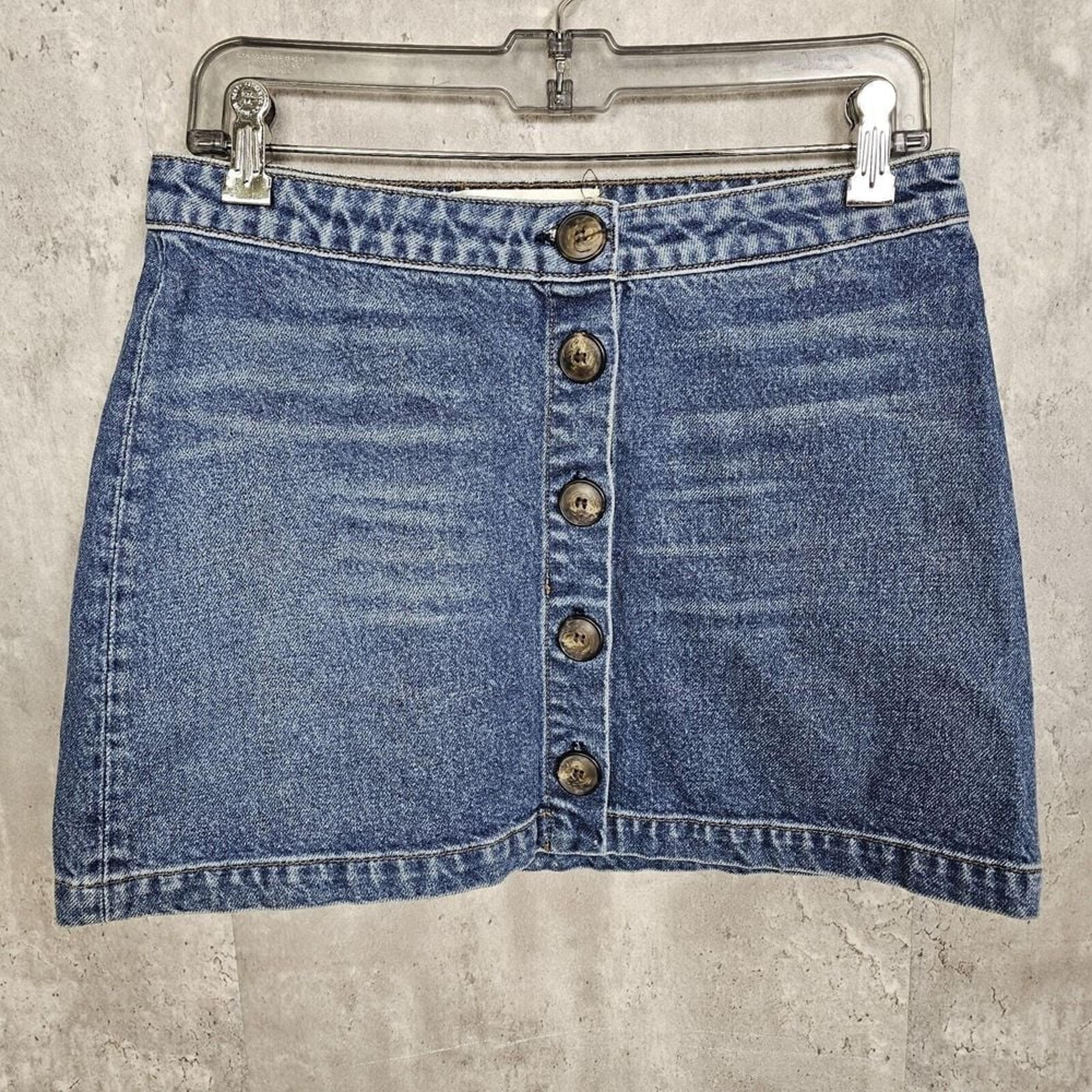 Reformation Womens 28 Candace Volta Dark Wash Button-up Denim Mini Skirt