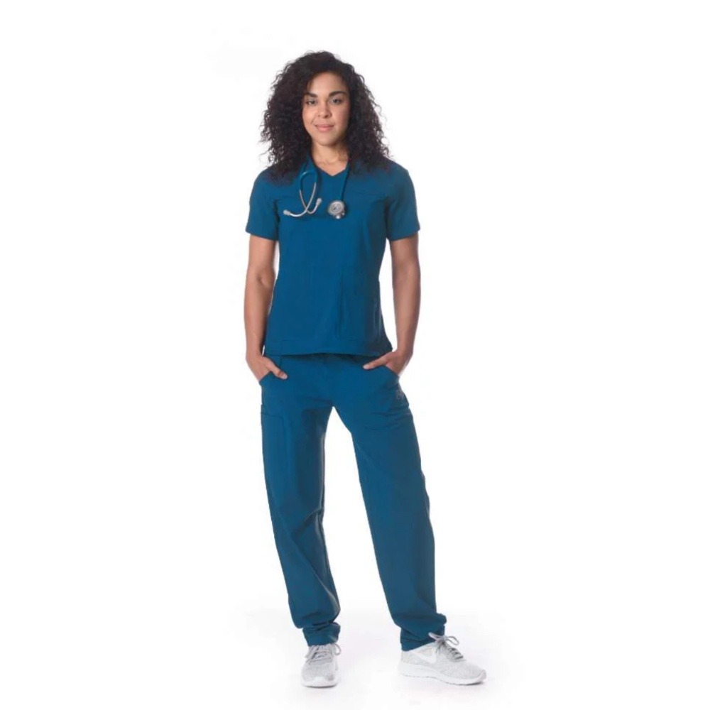 Essential Threads Womens Caribbean Blue Scrub Set Large