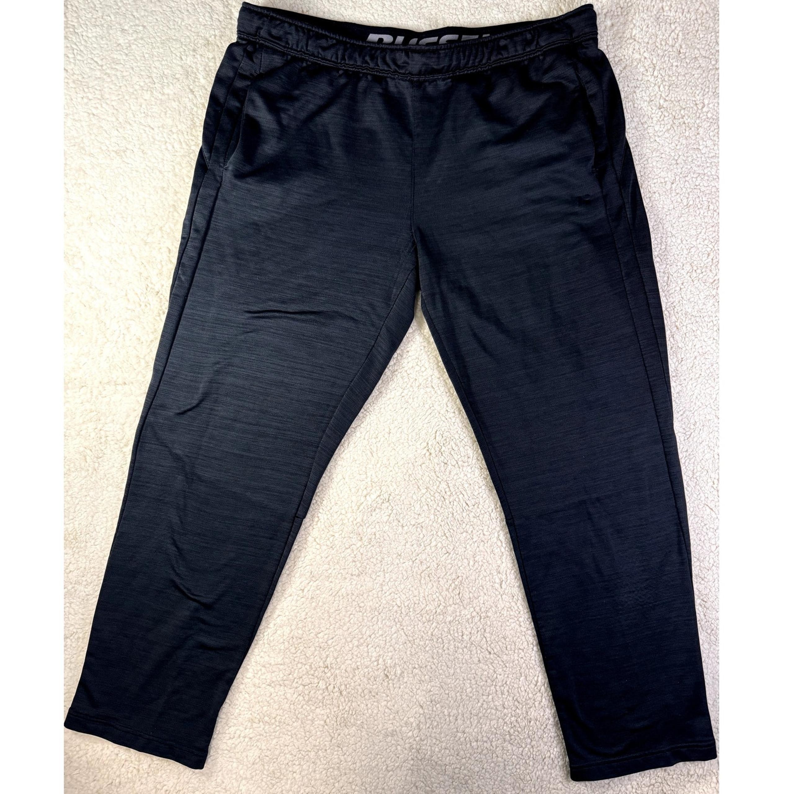RUSSELL MENS BLACK PERFORMANCE DRAW STRING ACTIVEWEAR SWEATPANTS SIZE XL